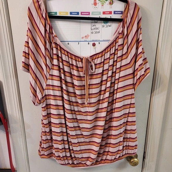 NWT Lane Bryant Striped Square Tie Neck Top in Size 26/28 - Picture 3 of 12